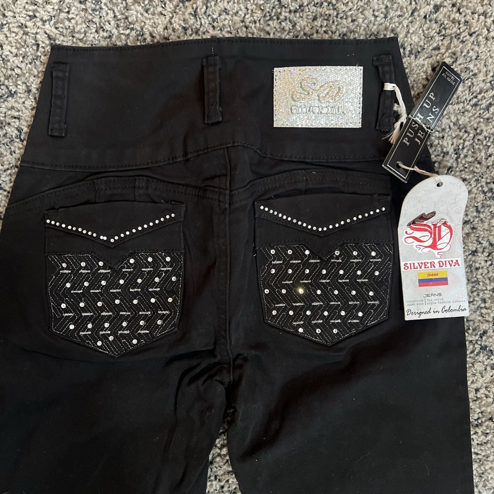 Silver Diva High Waist Stretch Push Up, Colombian Style Skinny, Colita levantada